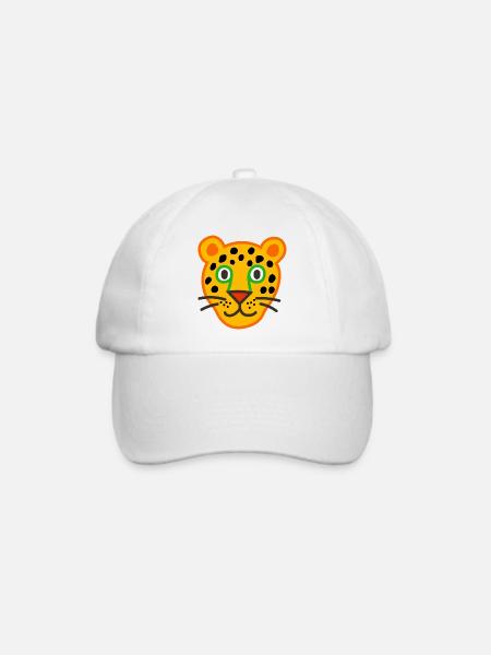 Niedliche Leopardengesicht Illustration - Baseballkappe - Weiß/Weiß