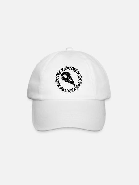 Schwarzer Wikinger Rabe Schädel - Baseballkappe - Weiß/Weiß