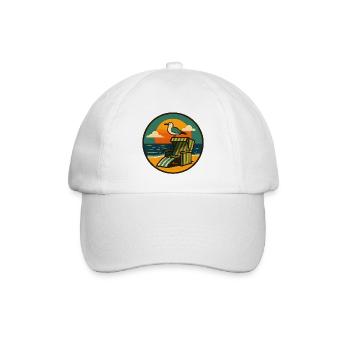 Strandkorb Design mit Möwe - Baseballkappe - Weiß/Weiß - Vorne