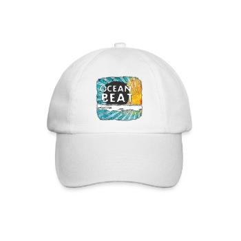 Ozeanischer Sonnenuntergang Design - Baseballkappe - Weiß/Weiß - Vorne
