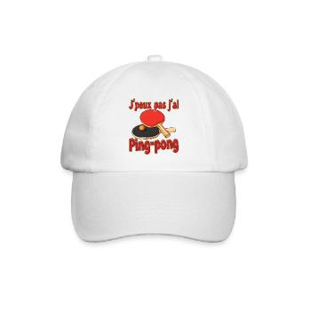 Ping-Pong-Zeichnungshumor, den ich nicht kann - Baseballkappe - Weiß/Weiß - Vorne