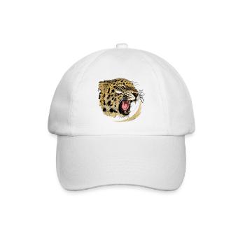 Wildes Raubtier-Design mit Leopardengesicht - Baseballkappe - Weiß/Weiß - Vorne