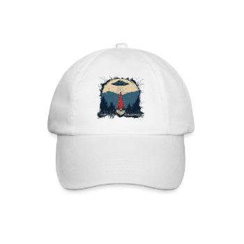 Gartenzwerg und UFO - Baseballkappe - Weiß/Weiß - Vorne