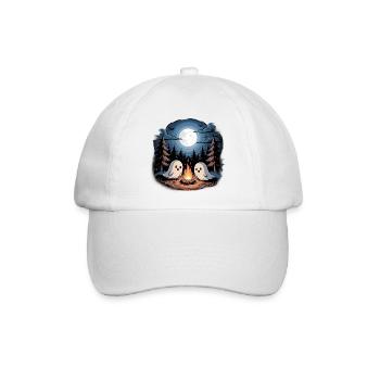 Boo Camper Hiker Ghost Bonfire Halloween Camping - Baseballkappe - Weiß/Weiß - Vorne