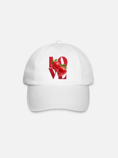Erdbeere Liebe Illustration - Baseballkappe - Weiß/Weiß