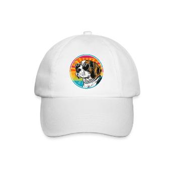 Sommerlicher Hund mit Sonnenbrille - Baseballkappe - Weiß/Weiß - Vorne