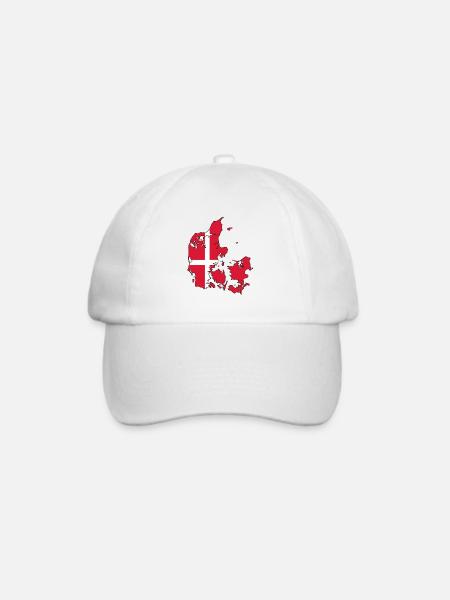 Dänemark Flagge auf Landkarte - Baseballkappe - Weiß/Weiß