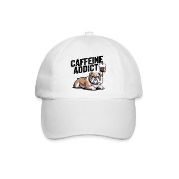 Koffeinsüchtige Bulldogge - Baseballkappe - Weiß/Weiß - Vorne