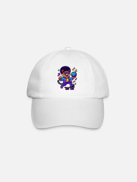 Löwen-DJ im Retro-Design - Baseballkappe - Weiß/Weiß
