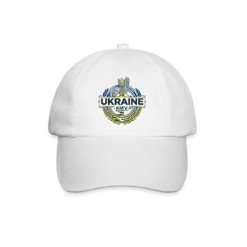 Wappendesign des ukrainischen Nationalwappens - Baseballkappe - Weiß/Weiß - Vorne