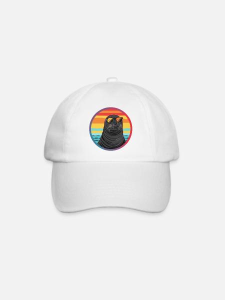 Seehund mit Sonnenbrille - Baseballkappe - Weiß/Weiß