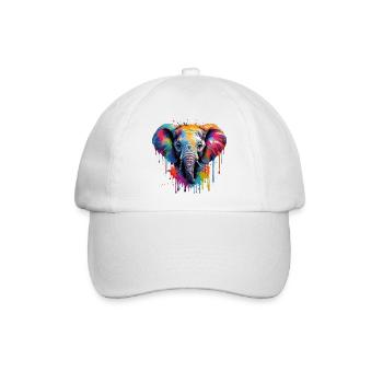 Vibranter Baby Elefantenkunst für Kleidung - Baseballkappe - Weiß/Weiß - Vorne