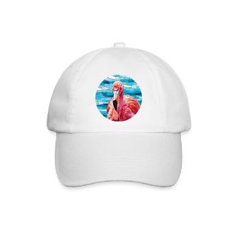 Mosaik Flamingo Porträt - Baseballkappe - Weiß/Weiß - Vorne