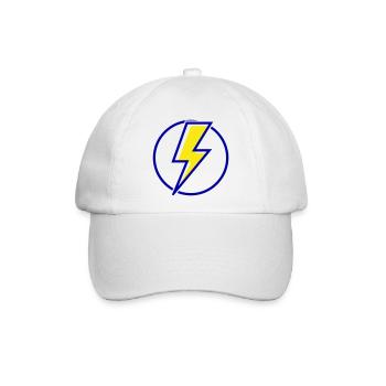 Blitz im Retro-Stil in Gelb und Blau - Baseballkappe - Weiß/Weiß - Vorne