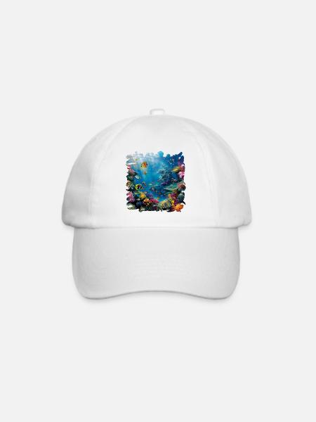 Bunte Meereswelt Unterwasserlandschaft - Baseballkappe - Weiß/Weiß
