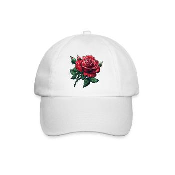 Rose mit Knospen und wassertropfen - Baseballkappe - Weiß/Weiß - Vorne