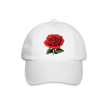 rote blume - rose - Baseballkappe - Weiß/Weiß - Vorne