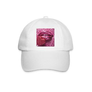Rosa Glitzerlippen und Zuckerherz - Baseballkappe - Weiß/Weiß - Vorne