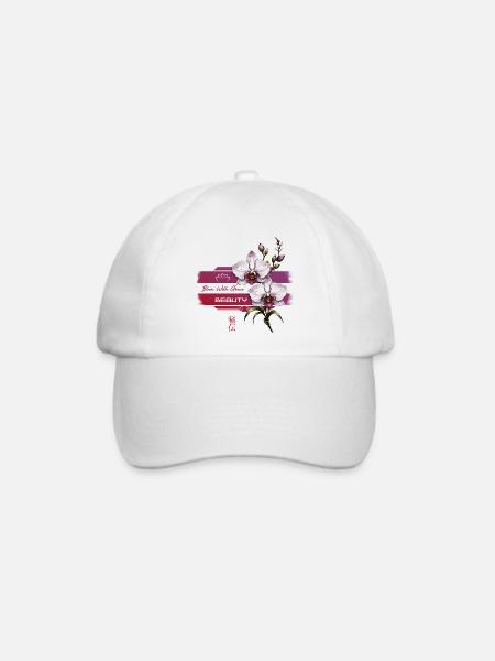 Orchideenblüte mit Anmut - Baseballkappe - Weiß/Weiß