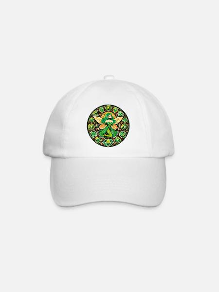Smaragd-Fee-Mandala - Baseballkappe - Weiß/Weiß