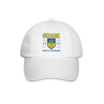 Ukraine Wappen Ruhm T-Shirt - Baseballkappe - Weiß/Weiß - Vorne