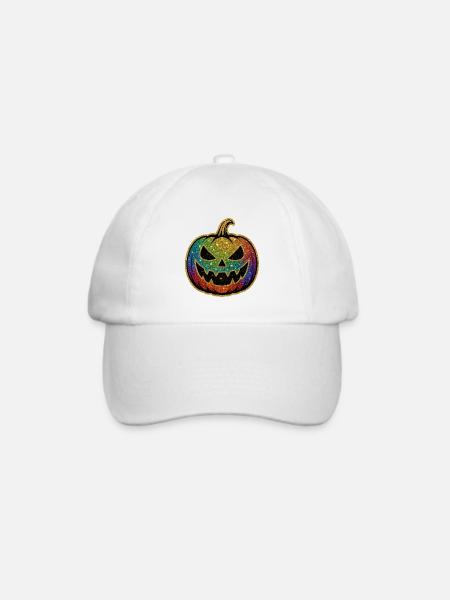 Regenbogen Glitzer Kürbis - Baseballkappe - Weiß/Weiß