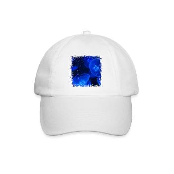Leuchtende Blaue Quallen mit Biolumineszenz - Baseballkappe - Weiß/Weiß - Vorne