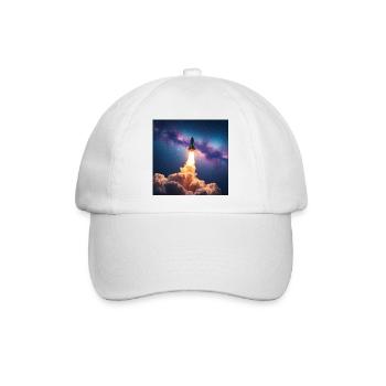 Raketensprung durch Nebelgalaxie - Baseballkappe - Weiß/Weiß - Vorne
