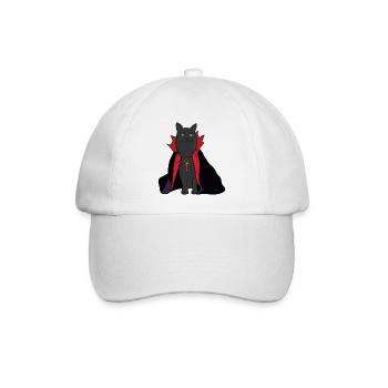 Mitternachts-Vampirkatze mit Umhang - Baseballkappe - Weiß/Weiß - Vorne