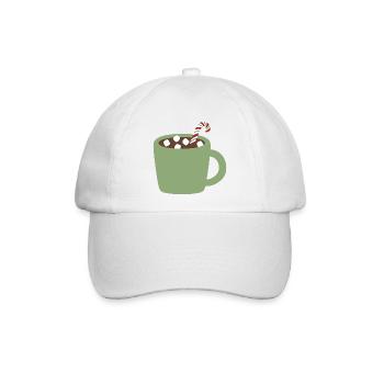 Grüner Becher Kakao mit Zuckerstange - Baseballkappe - Weiß/Weiß - Vorne
