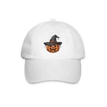 Halloween Kürbis mit Hexenhut - Baseballkappe - Weiß/Weiß - Vorne