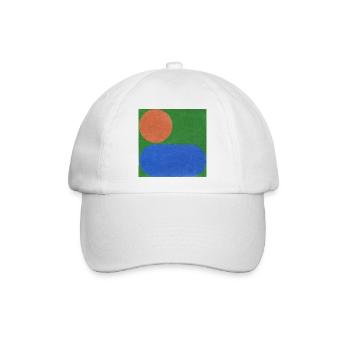 Orange Kreis und Blaues Rechteck - Baseballkappe - Weiß/Weiß - Vorne