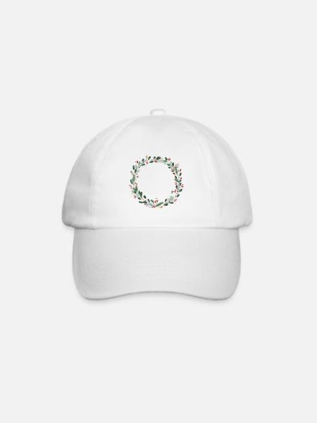 Rot Grüner Kranz - personalisierbar - Baseballkappe - Weiß/Weiß