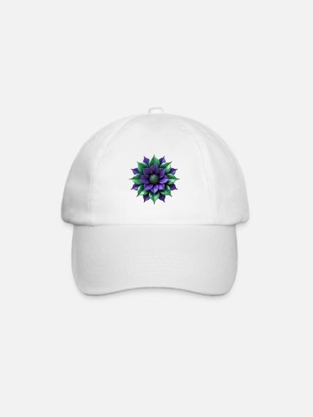Purpur Grüne Blüte - Baseballkappe - Weiß/Weiß