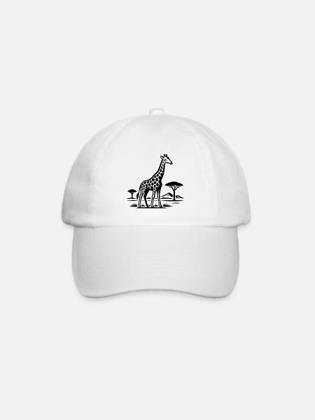 Giraffen Silhouette im Savannenland - Baseballkappe - Weiß/Weiß
