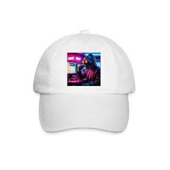 Cyberpunk Neon-Skull Hacker Send Help Design - Baseballkappe - Weiß/Weiß - Vorne