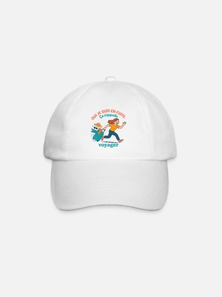 Ich bin auf der Flucht. Das nennt man Reisen. - Baseballkappe - Weiß/Weiß