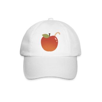 Apfel mit gebogenem Wurm-Akzent - Baseballkappe - Weiß/Weiß - Vorne