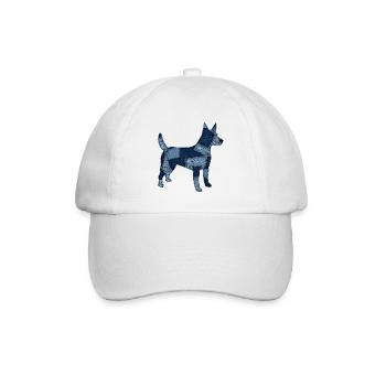 Patchwork Hund aus Jeansstoff - Baseballkappe - Weiß/Weiß - Vorne