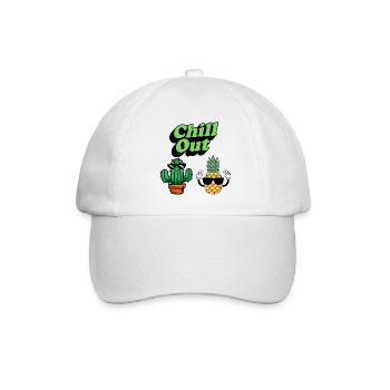 Chill Out Kaktus und Ananas - Baseballkappe - Weiß/Weiß - Vorne