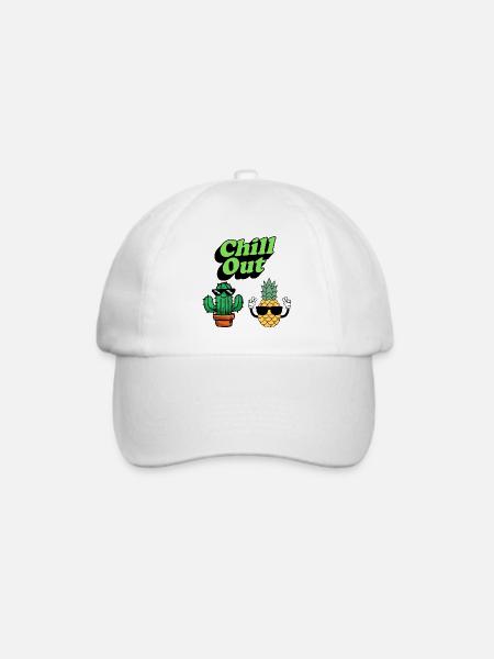 Chill Out Kaktus und Ananas - Baseballkappe - Weiß/Weiß