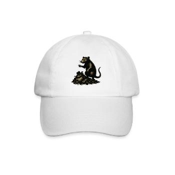 Ratte auf Geröll Gravur - Baseballkappe - Weiß/Weiß - Vorne