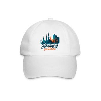 Hamburg Heimathafen Silhouette Geschenk maritim - Baseballkappe - Weiß/Weiß - Vorne