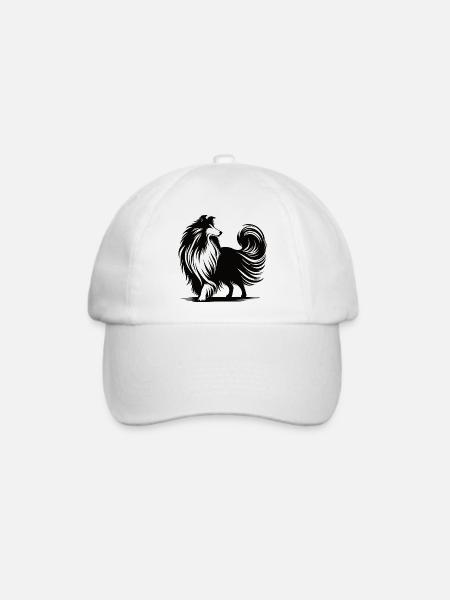 Cooles Collie Silhouetten Design - Baseballkappe - Weiß/Weiß