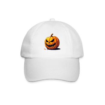 Grimmiger Kürbis Halloween Look - Baseballkappe - Weiß/Weiß - Vorne