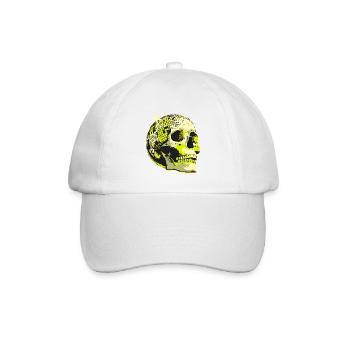 Neon Totenkopf Disco Kugel - Baseballkappe - Weiß/Weiß - Vorne