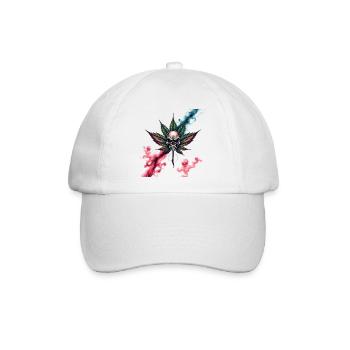 Skull mit farbigem Cannabisblatt - Baseballkappe - Weiß/Weiß - Vorne