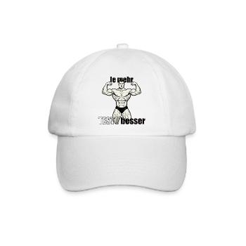 Muskelheld Kraftpose Druckdesign - Baseballkappe - Weiß/Weiß - Vorne