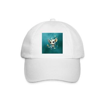 Steampunk Drache Blaues Monokel - Baseballkappe - Weiß/Weiß - Vorne