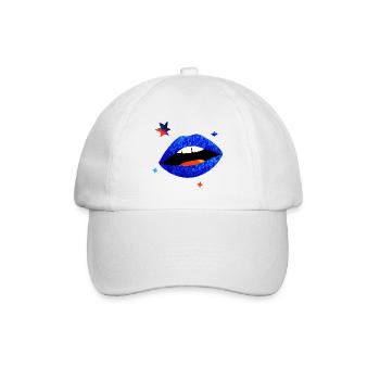 Elektrischer blauer Lippenpopp - Baseballkappe - Weiß/Weiß - Vorne